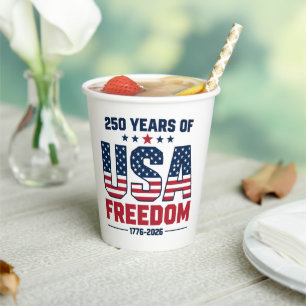 Vasos De Papel 250 Años De Libertad De EE. UU. 1776 2026 Patrióti