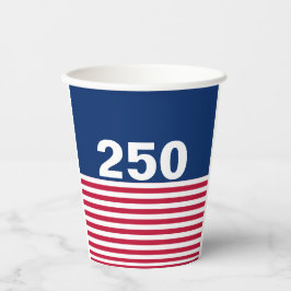 Vasos De Papel 250 Red White and Blue USA Anniversary