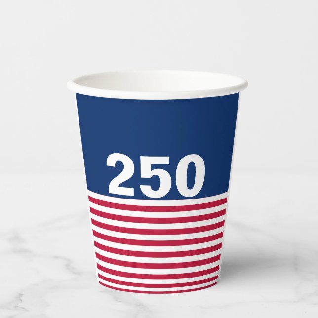 Vasos De Papel 250 Red White and Blue USA Anniversary (Anverso)