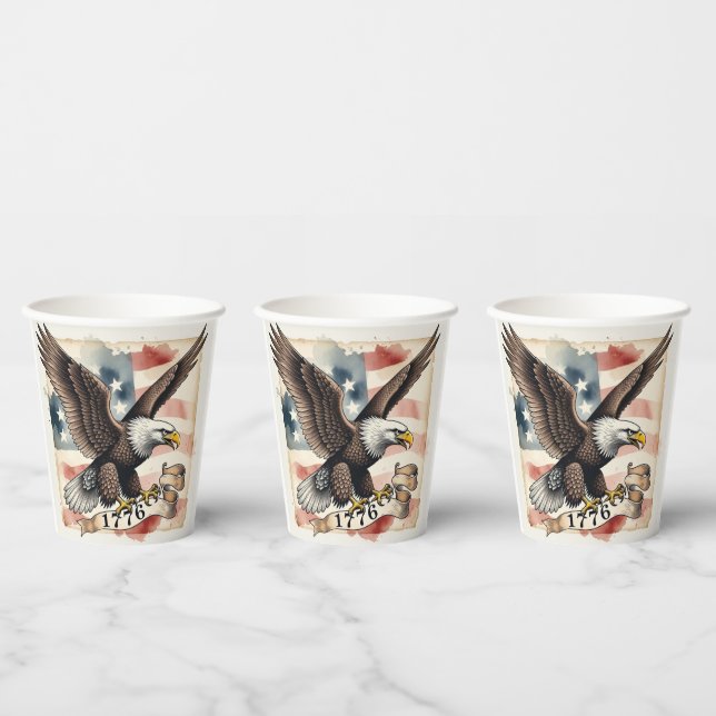 Vasos De Papel 250th Anniversary Patriotic Bald Eagle 1776 (Multi)