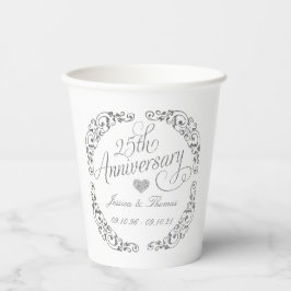 Vasos De Papel 25° Aniversario del Boda de Plata