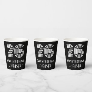 Vasos De Papel 26º cumpleaños — Aspecto inspirado en el Art Deco 