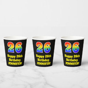 Vasos De Papel 26º cumpleaños: colorido, divertido, emocionante,
