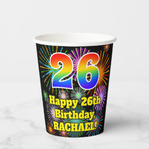 Vasos De Papel 26º cumpleaños: Patrón de fuegos artificiales dive