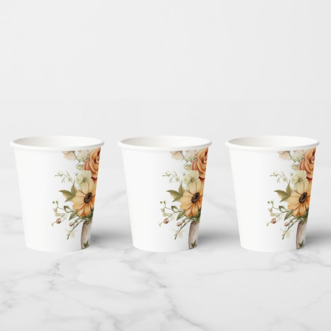 Vasos De Papel 2 tazas de flor (Multi)