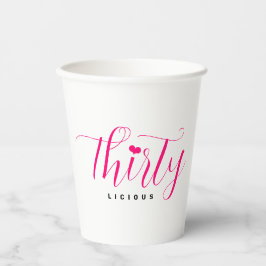 Vasos De Papel 30.º cumpleaños Treinta y Treinta Textos rosados
