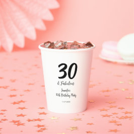 Vasos De Papel 30 cumpleaños añadir nombre fecha año negro