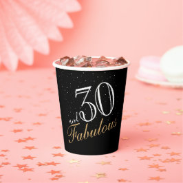 Vasos De Papel 30 y fabuloso elegante cumpleaños con letra blanca