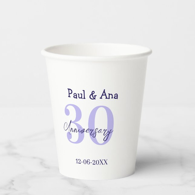 Vasos De Papel 30th anniversary purple bold letter name simple re (Anverso)
