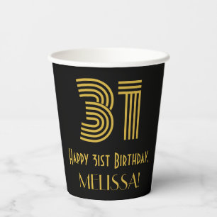 Vasos De Papel 31 Aniversario: Aspecto inspirado en el Art Deco "