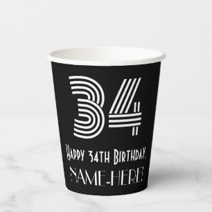 Vasos De Papel 34 Aniversario — Aspecto inspirado en el Art Deco
