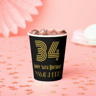 Vasos De Papel 34 Aniversario del nacimiento: Aspecto inspirado p