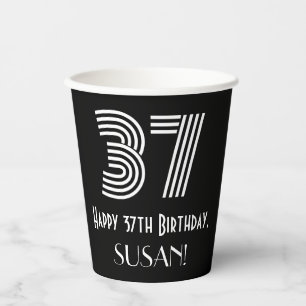 Vasos De Papel 37º cumpleaños — Aspecto inspirado en el Art Deco 