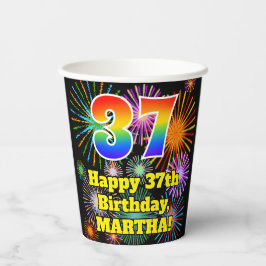Vasos De Papel 37º cumpleaños: Patrón de fuegos artificiales dive