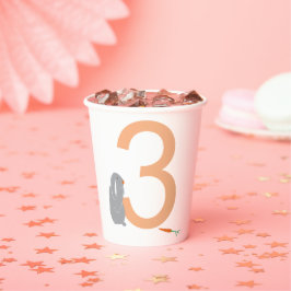 Vasos De Papel 3.ᵉʳ Cumpleaños Moderno Fiestas de conejito gris m