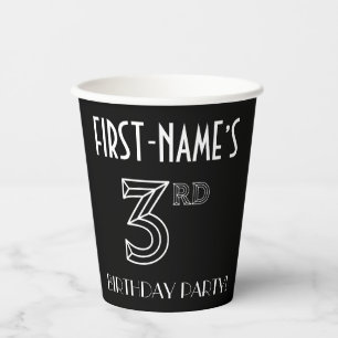Vasos De Papel 3.ᵉʳ Fiesta de cumpleaños: Art Deco Style + Custom