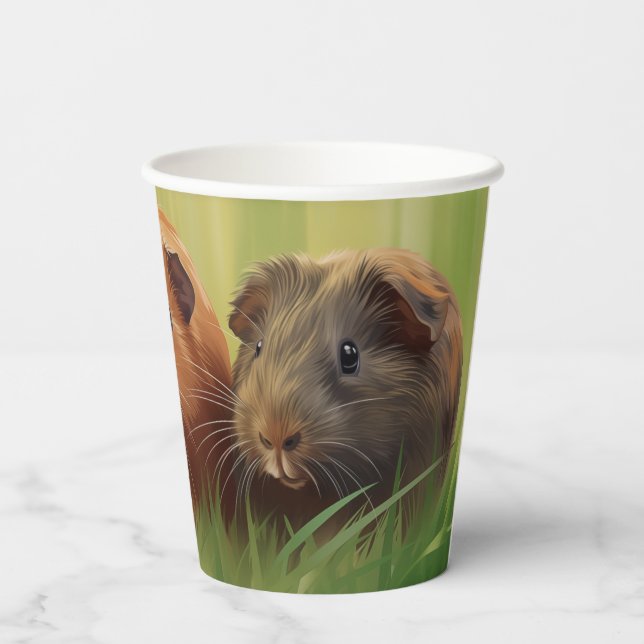 Vasos De Papel 3 cerdos de Guinea en hierba (Reverso )