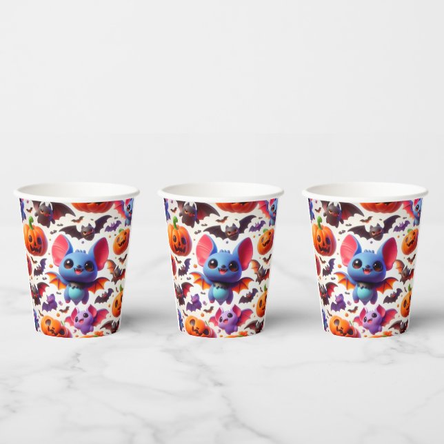 Vasos De Papel 3D cute bats halloween (Multi)