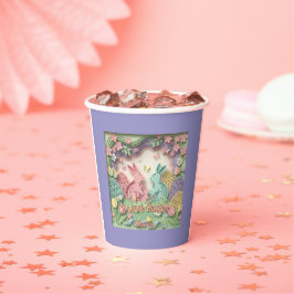 Vasos De Papel 3D Paper Cut Bunny & Easter Eggs Party