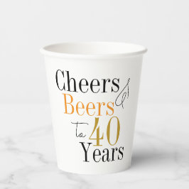 Vasos De Papel 40.ª Alegría y cervezas Fiesta mínimo