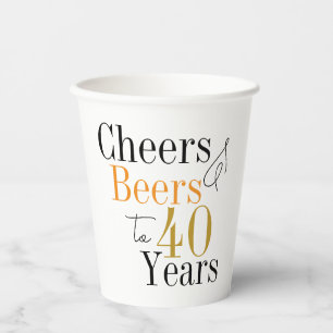 Vasos De Papel 40.ª Alegría y cervezas Fiesta mínimo