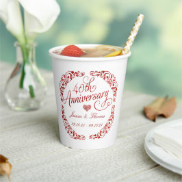 Vasos De Papel 40.º Aniversario del Boda Ruby