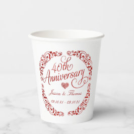 Vasos De Papel 40.º Aniversario del Boda Ruby