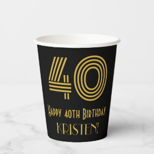 Vasos De Papel 40.º cumpleaños: Art Deco inspirado look "40" y no