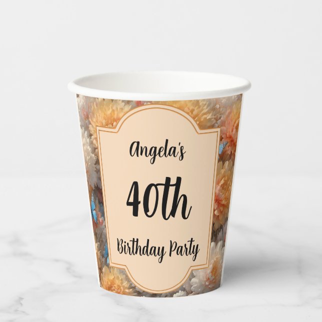 Vasos De Papel 40.º Fiesta de cumpleaños (Anverso)