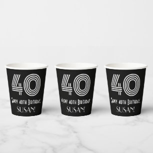 Vasos De Papel 40 Aniversario — Aspecto inspirado en el Art Deco