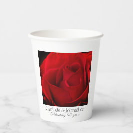 Vasos De Papel 40° aniversario del boda de rubí Rosa