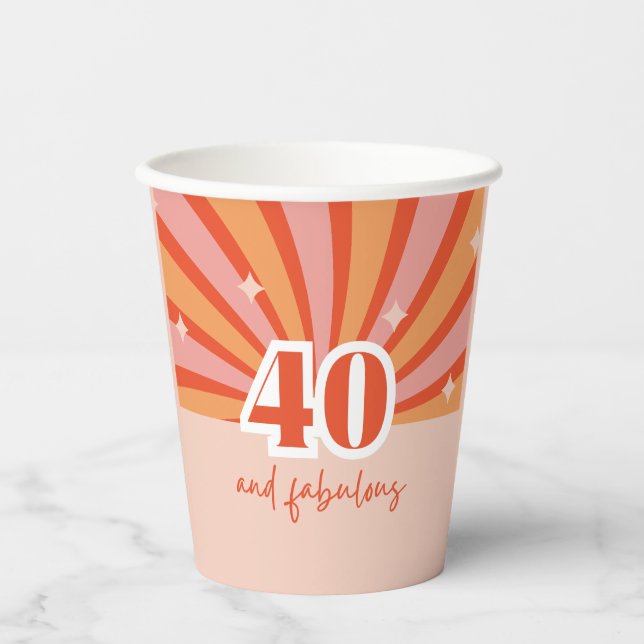 Vasos De Papel 40 y fabulosa fiesta de cumpleaños retro (Anverso)