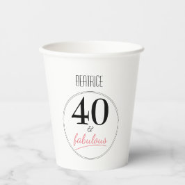 Vasos De Papel 40 y fabuloso papel de Fiesta de cumpleaños número