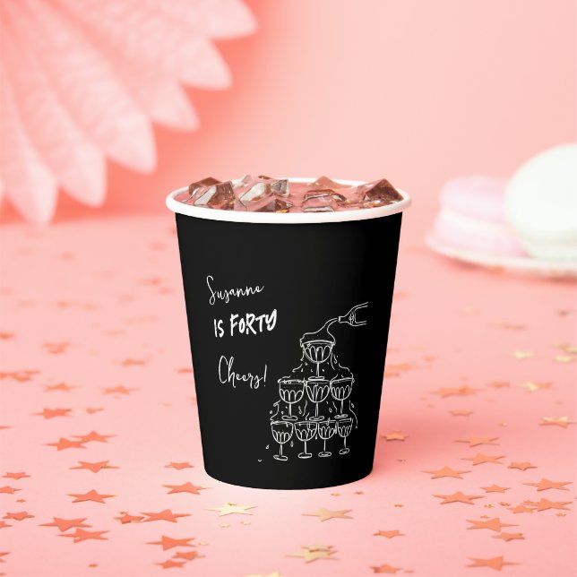 Vasos De Papel 40 years Birthday Champagne tower funky (in situ)