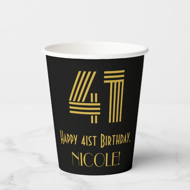 Vasos De Papel 41 Aniversario del nacimiento: Art Deco inspirado  (Reverso )