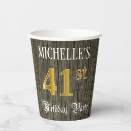 Vasos De Papel 41st Birthday Party — Faux Gold & Faux Wood Looks