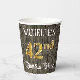 Vasos De Papel 42nd Birthday Party — Faux Gold & Faux Wood Looks