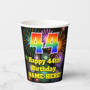 Vasos De Papel 44º cumpleaños: Patrón de fuegos artificiales dive