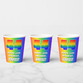 Vasos De Papel 44 Cumpleaños: Colorido, Divertido Patrón de Arcoí