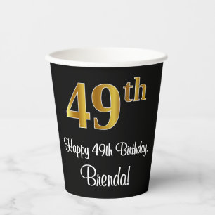 Vasos De Papel 49 Aniversario - Elegante Lujoso Faux Gold Look #