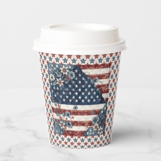 Vasos De Papel 4 de julio Bandera del país (Anverso)