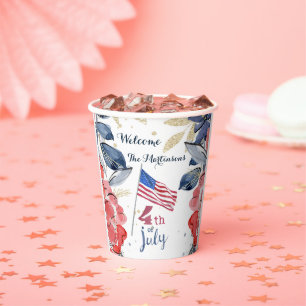 Vasos De Papel 4 de julio Bandera personalizada estilo