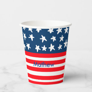 Vasos De Papel 4 de julio Día de la Independencia añadir el nombr