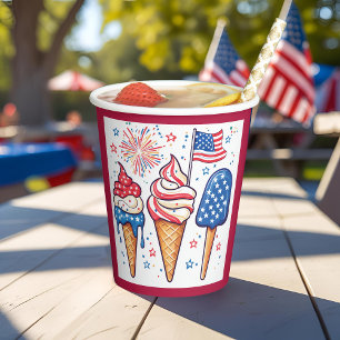 Vasos De Papel 4 de julio Fiesta de helados