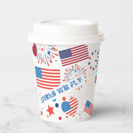 Vasos De Papel 4 de julio Fuegos artificiales de la bandera estad