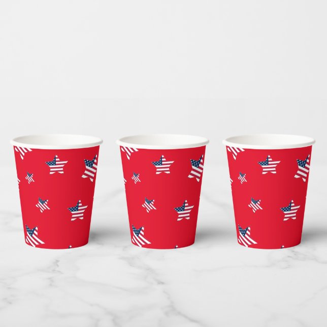 Vasos De Papel 4 de julio patriótico Estados Unidos estrella fies (Multi)