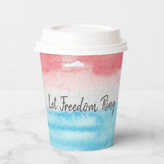 Vasos De Papel 4 de julio Watercolor Red & Blue Paper Cup