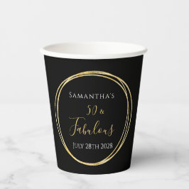 Vasos De Papel 50.ª fiesta de cumpleaños de oro negro