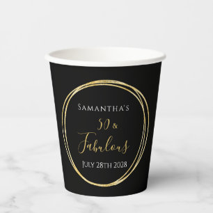 Vasos De Papel 50.ª fiesta de cumpleaños de oro negro