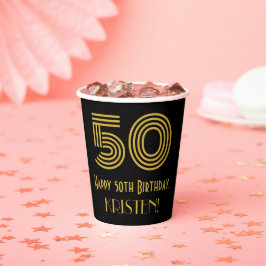 Vasos De Papel 50.º cumpleaños: Aspecto inspirado en el Art Deco 